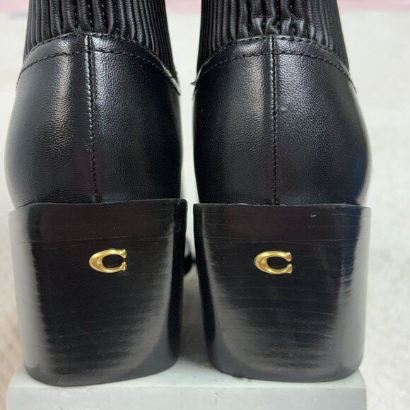 $250-NEW-Coach-Women-CN136-Black leather heel Boots.Sz-6B/8B.Vietnam. - Picture 5 of 15
